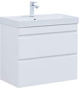 Тумба с раковиной Aquanet Слим 80 348181 подвесная цвет Белый сатин