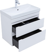 Тумба с раковиной Aquanet Слим 80 348181 подвесная цвет Белый сатин-1