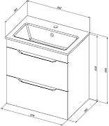 Тумба с раковиной Aquanet Практика 60 354886 подвесная цвет Белый глянец-11