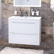 Тумба с раковиной Aquanet Практика 80 354887 подвесная цвет Белый глянец-1