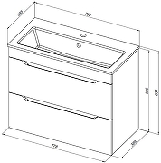 Тумба с раковиной Aquanet Практика 80 354887 подвесная цвет Белый глянец-2