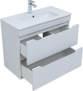 Тумба с раковиной Aquanet Практика 80 354989 подвесная цвет Белый глянец-2