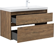 Тумба с раковиной Aquanet Nova Lite 2.0 100 R 365913 подвесная цвет Дуб рустикальный-4