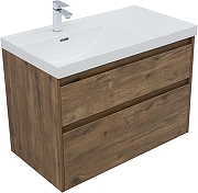 Тумба с раковиной Aquanet Nova Lite 2.0 90 L 365923 подвесная цвет Дуб рустикальный-1