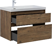 Тумба с раковиной Aquanet Nova Lite 2.0 90 L 365923 подвесная цвет Дуб рустикальный-4