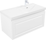 Тумба с раковиной Aquanet Агата 100 R 365932 подвесная цвет Белый сатин-2