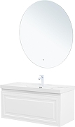 Тумба с раковиной Aquanet Агата 110 365940 подвесная цвет Белый сатин-7