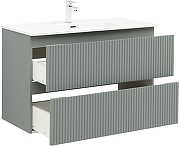 Тумба с раковиной Aquanet Джейн 100 332532 подвесная цвет Мисти грин-3