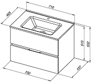 Тумба с раковиной Aquanet Алвита New 70 335686 подвесная цвет Дуб веллингтон табак-5
