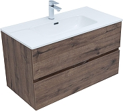 Тумба с раковиной Aquanet Алвита New 90 335688 подвесная цвет Дуб веллингтон табак-1