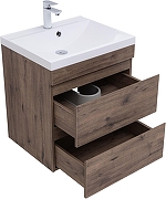 Тумба с раковиной Aquanet Нота New 58 335875 подвесная цвет Дуб веллингтон табак-2