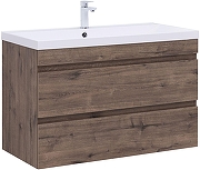 Тумба с раковиной Aquanet Нота New 100 335878 подвесная цвет Дуб веллингтон табак