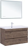 Тумба с раковиной Aquanet Нота New 100 335878 подвесная цвет Дуб веллингтон табак-4