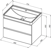 Тумба с раковиной Aquanet Вега 2.0 70 344738 подвесная цвет Маренго-7