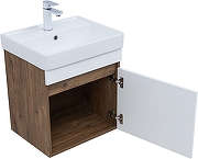 Тумба с раковиной Aquanet Оптима 50 345348 подвесная цвет Дуб рустикальный, Белый сатин-1