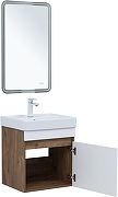 Тумба с раковиной Aquanet Оптима 50 345348 подвесная цвет Дуб рустикальный, Белый сатин-2