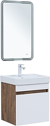 Тумба с раковиной Aquanet Оптима 50 345348 подвесная цвет Дуб рустикальный, Белый сатин-3