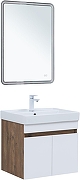Тумба с раковиной Aquanet Оптима 60 345352 подвесная цвет Дуб рустикальный, Белый сатин-4