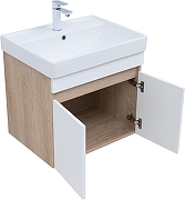 Тумба с раковиной Aquanet Оптима 60 345354 подвесная цвет Дуб светлый, Белый сатин-1