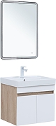 Тумба с раковиной Aquanet Оптима 60 345354 подвесная цвет Дуб светлый, Белый сатин-4