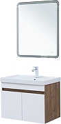 Тумба с раковиной Aquanet Оптима 70 345356 подвесная цвет Дуб рустикальный, Белый сатин-7