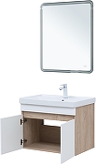 Тумба с раковиной Aquanet Оптима 70 345358 подвесная цвет Дуб светлый, Белый сатин-6