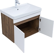 Тумба с раковиной Aquanet Оптима 80 345360 подвесная цвет Дуб рустикальный, Белый сатин-1
