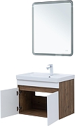 Тумба с раковиной Aquanet Оптима 80 345360 подвесная цвет Дуб рустикальный, Белый сатин-6