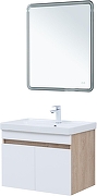 Тумба с раковиной Aquanet Оптима 80 345362 подвесная цвет Дуб светлый, Белый сатин-7