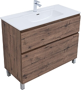 Тумба с раковиной Aquanet Алвита New 100 345672 цвет Дуб веллингтон табак-1