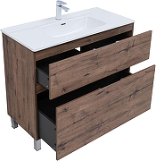 Тумба с раковиной Aquanet Алвита New 100 345672 цвет Дуб веллингтон табак-2