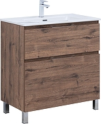 Тумба с раковиной Aquanet Алвита New 80 345680 цвет Дуб веллингтон табак