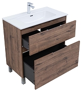 Тумба с раковиной Aquanet Алвита New 80 345680 цвет Дуб веллингтон табак-2