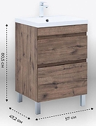 Тумба с раковиной Aquanet Нота New 60 345797 цвет Дуб веллингтон табак-7