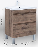 Тумба с раковиной Aquanet Нота New 75 345800 цвет Дуб веллингтон табак-7