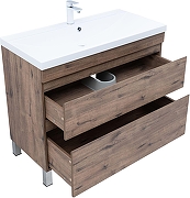 Тумба с раковиной Aquanet Нота New 100 345806 цвет Дуб веллингтон табак-1