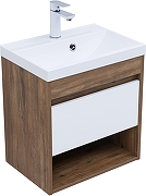 Тумба с раковиной Aquanet Тренд 50 345808 подвесная цвет Дуб рустикальный, Белый сатин