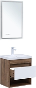 Тумба с раковиной Aquanet Тренд 50 345808 подвесная цвет Дуб рустикальный, Белый сатин-2