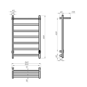 Электрический полотенцесушитель Aringa Порто 80х50 AR03053GS с полкой цвет Оружейная сталь-2
