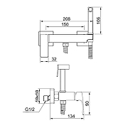 Гигиенический душ со смесителем Raglo R01.51.23 цвет Золото-10