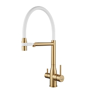 Смеситель для кухни Shevanik S378G цвет Золотой сатин Белый