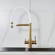 Смеситель для кухни Shevanik S378G цвет Золотой сатин Белый-2