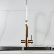 Смеситель для кухни Shevanik S378G цвет Золотой сатин Белый-4