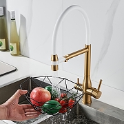 Смеситель для кухни Shevanik S378G цвет Золотой сатин Белый-9