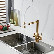 Смеситель для кухни Shevanik S378G цвет Золотой сатин Белый-12