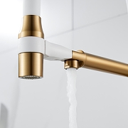 Смеситель для кухни Shevanik S378G цвет Золотой сатин Белый-13