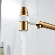 Смеситель для кухни Shevanik S378G цвет Золотой сатин Белый-15