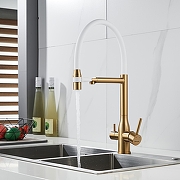 Смеситель для кухни Shevanik S378G цвет Золотой сатин Белый-16