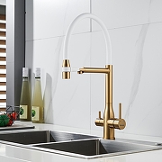 Смеситель для кухни Shevanik S378G цвет Золотой сатин Белый-17