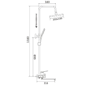 Душевая система Shevanik S6236 цвет Хром-24